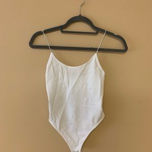 White cami v-neck bodysuit